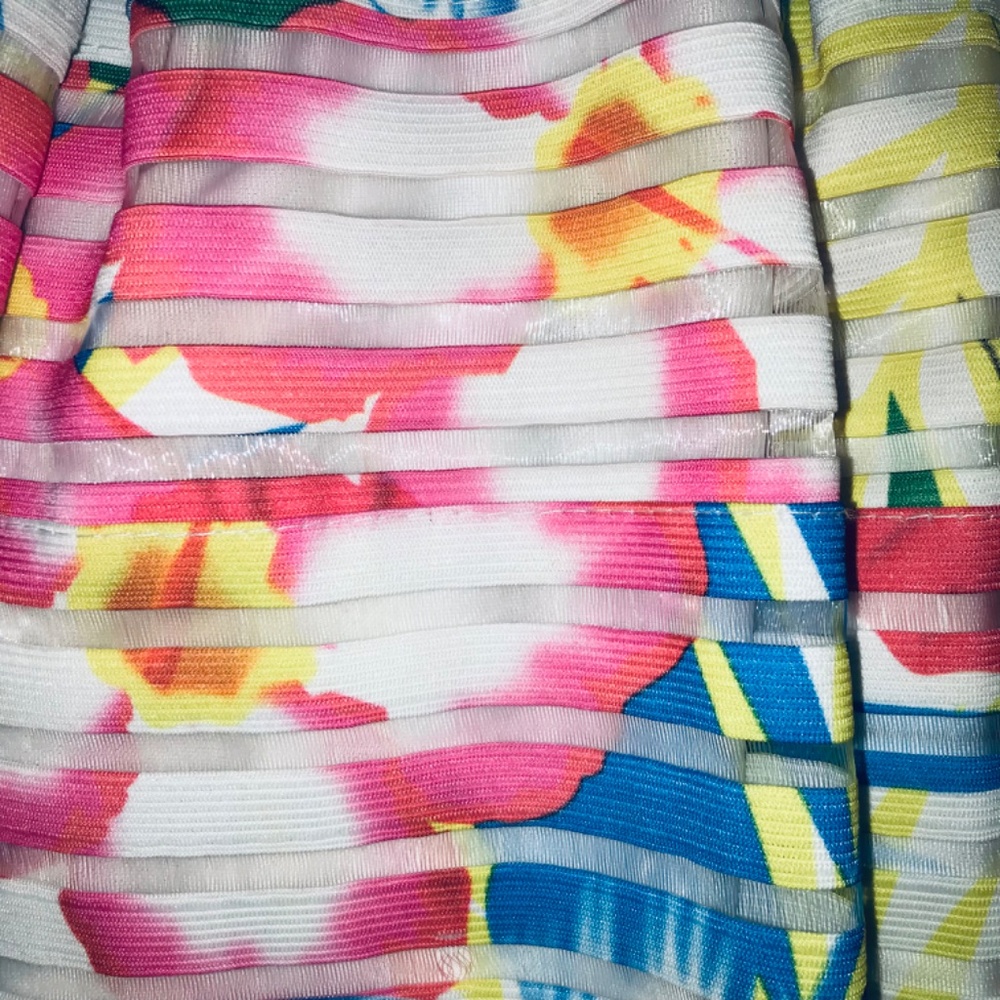 Neslay Designer Tropical A-Line Skirt Multi-Color Floral Pink Blue Green Small - Picture 4 of 12